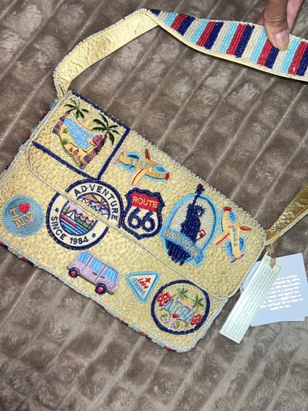 NWT Beaded - From India to you Travel route Shoulder Bag